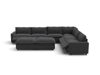 Modular Cero Reclining Sectionals | 8-Piece Grey Linen Open Plan Sofa Sets 6-Seater with 2-Ottomans