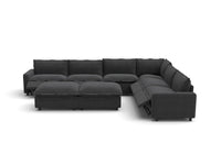 Modular Cero Reclining Sectionals | 8-Piece Grey Linen Open Plan Sofa Sets 6-Seater with 2-Ottomans