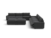 Modular Cero Reclining Sectionals | 8-Piece Grey Linen Open Plan Sofa Sets 6-Seater with 2-Ottomans