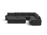 Modular Cero Reclining Sectionals | 8-Piece Grey Linen Open Plan Sofa Sets 6-Seater with 2-Ottomans