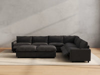 Modular Cero Reclining Sectionals | 8-Piece Grey Linen Open Plan Sofa Sets 6-Seater with 2-Ottomans