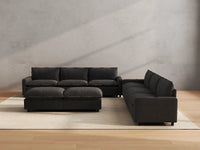 Modular Cero Reclining Sectionals | 8-Piece Grey Linen Open Plan Sofa Sets 6-Seater with 2-Ottomans