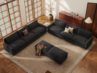Modular Cero Modular Sectionals | 8-Piece Grey Linen Open Plan Sofa Sets 6-Seater with 2-Ottomans