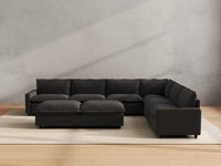 Modular Cero Reclining Sectionals | 8-Piece Grey Linen Open Plan Sofa Sets 6-Seater with 2-Ottomans