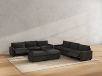 Modular Cero Reclining Sectionals | 8-Piece Grey Linen Open Plan Sofa Sets 6-Seater with 2-Ottomans
