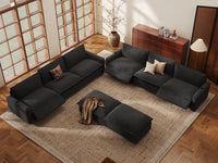 Modular Cero Reclining Sectionals | 8-Piece Grey Linen Open Plan Sofa Sets 6-Seater with 2-Ottomans