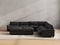Modular Cero Reclining Sectionals | 8-Piece Grey Linen Open Plan Sofa Sets 6-Seater with 2-Ottomans