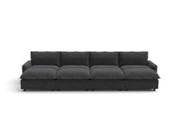 Modular Cero Modular Sectionals | 8-Piece Grey Linen Open Space Pit Sectionals 4-Seater with 4-Ottomans