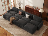 Modular Cero Modular Sectionals | 8-Piece Grey Linen Open Space Pit Sectionals 4-Seater with 4-Ottomans