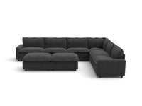 Modular Cero Reclining Sectionals | 8-Piece Grey Linen Open Space Sofa Sets 6-Seater with 2-Ottomans