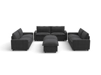Modular Cero Modular Sectionals | 8-Piece Grey Linen Open Space Sofa Sets 6-Seater with 2-Ottomans