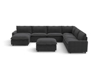 Modular Cero Modular Sectionals | 8-Piece Grey Linen Open Space Sofa Sets 6-Seater with 2-Ottomans