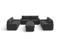Modular Cero Reclining Sectionals | 8-Piece Grey Linen Open Space Sofa Sets 6-Seater with 2-Ottomans