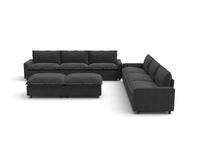 Modular Cero Reclining Sectionals | 8-Piece Grey Linen Open Space Sofa Sets 6-Seater with 2-Ottomans
