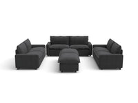 Modular Cero Reclining Sectionals | 8-Piece Grey Linen Open Space Sofa Sets 6-Seater with 2-Ottomans