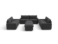 Modular Cero Reclining Sectionals | 8-Piece Grey Linen Open Space Sofa Sets 6-Seater with 2-Ottomans