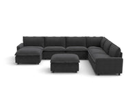 Modular Cero Reclining Sectionals | 8-Piece Grey Linen Open Space Sofa Sets 6-Seater with 2-Ottomans