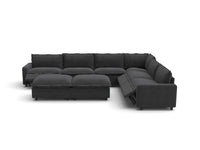 Modular Cero Reclining Sectionals | 8-Piece Grey Linen Open Space Sofa Sets 6-Seater with 2-Ottomans