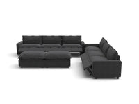 Modular Cero Reclining Sectionals | 8-Piece Grey Linen Open Space Sofa Sets 6-Seater with 2-Ottomans