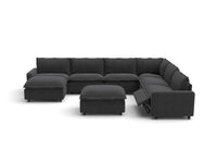 Modular Cero Reclining Sectionals | 8-Piece Grey Linen Open Space Sofa Sets 6-Seater with 2-Ottomans
