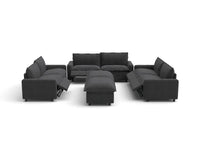 Modular Cero Reclining Sectionals | 8-Piece Grey Linen Open Space Sofa Sets 6-Seater with 2-Ottomans
