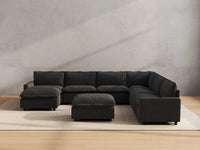 Modular Cero Reclining Sectionals | 8-Piece Grey Linen Open Space Sofa Sets 6-Seater with 2-Ottomans