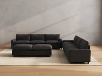 Modular Cero Reclining Sectionals | 8-Piece Grey Linen Open Space Sofa Sets 6-Seater with 2-Ottomans