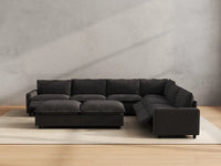 Modular Cero Reclining Sectionals | 8-Piece Grey Linen Open Space Sofa Sets 6-Seater with 2-Ottomans