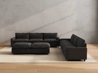 Modular Cero Recliner and Sofa Set | 8-Piece Grey Linen Open Space Sofa Sets 6-Seater with 2-Ottomans