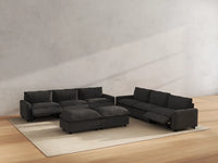 Modular Cero Recliner and Sofa Set | 8-Piece Grey Linen Open Space Sofa Sets 6-Seater with 2-Ottomans