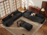 Modular Cero Recliner and Sofa Set | 8-Piece Grey Linen Open Space Sofa Sets 6-Seater with 2-Ottomans