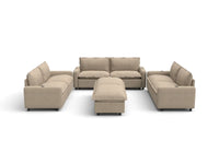 Modular Cero Reclining Sectionals | 8-Piece Khaki Linen Open Plan Sofa Sets 6-Seater with 2-Ottomans