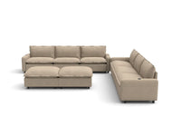 Modular Cero Reclining Sectionals | 8-Piece Khaki Linen Open Plan Sofa Sets 6-Seater with 2-Ottomans