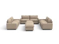 Modular Cero Reclining Sectionals | 8-Piece Khaki Linen Open Plan Sofa Sets 6-Seater with 2-Ottomans