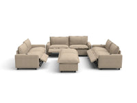 Modular Cero Reclining Sectionals | 8-Piece Khaki Linen Open Plan Sofa Sets 6-Seater with 2-Ottomans