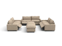 Modular Cero Reclining Sectionals | 8-Piece Khaki Linen Open Plan Sofa Sets 6-Seater with 2-Ottomans