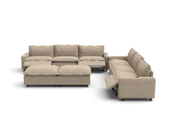 Modular Cero Reclining Sectionals | 8-Piece Khaki Linen Open Plan Sofa Sets 6-Seater with 2-Ottomans