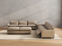 Modular Cero Living Room Sofa Set Recliner | 8-Piece Khaki Linen Open Plan Sofa Sets 6-Seater with 2-Ottomans