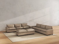 Modular Cero Modular Sectionals | 8-Piece Khaki Linen Open Plan Sofa Sets 6-Seater with 2-Ottomans