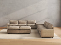 Modular Cero Reclining Sectionals | 8-Piece Khaki Linen Open Plan Sofa Sets 6-Seater with 2-Ottomans