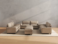 Modular Cero Reclining Sectionals | 8-Piece Khaki Linen Open Plan Sofa Sets 6-Seater with 2-Ottomans