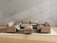 Modular Cero Reclining Sectionals | 8-Piece Khaki Linen Open Plan Sofa Sets 6-Seater with 2-Ottomans