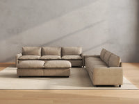 Modular Cero Reclining Sectionals | 8-Piece Khaki Linen Open Plan Sofa Sets 6-Seater with 2-Ottomans