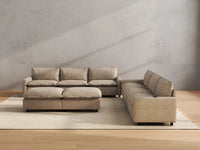 Modular Cero Living Room Sofa Set Recliner | 8-Piece Khaki Linen Open Plan Sofa Sets 6-Seater with 2-Ottomans