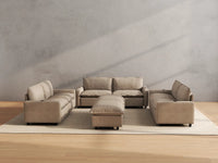 Modular Cero Reclining Sectionals | 8-Piece Khaki Linen Open Plan Sofa Sets 6-Seater with 2-Ottomans