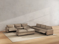 Modular Cero Reclining Sectionals | 8-Piece Khaki Linen Open Plan Sofa Sets 6-Seater with 2-Ottomans