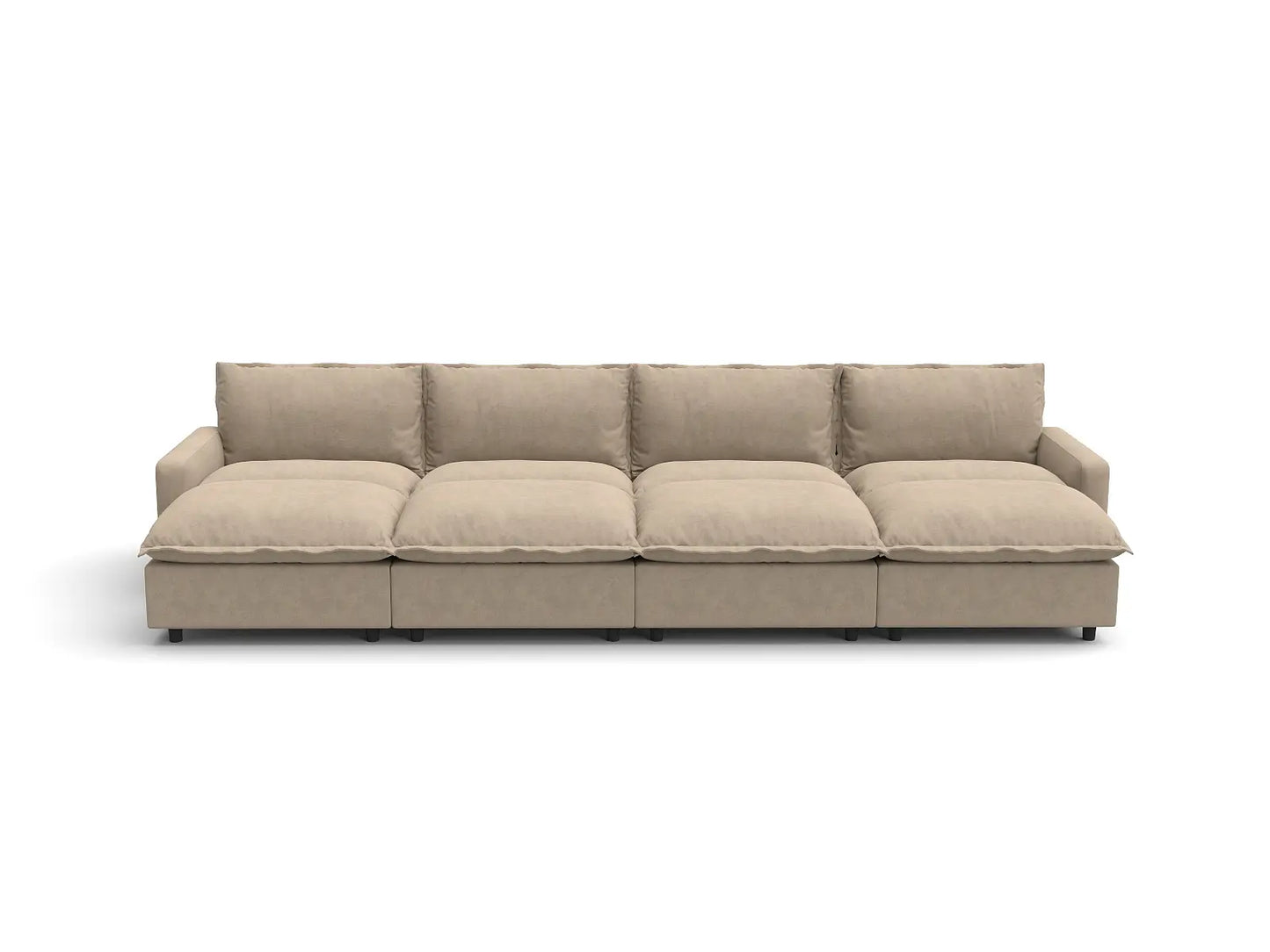 Modular Cero Modular Sectionals | 8-Piece Khaki Linen Open Space Pit Sectionals 4-Seater with 4-Ottomans