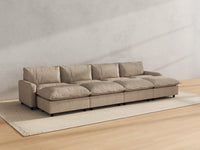 Modular Cero Modular Sectionals | 8-Piece Khaki Linen Open Space Pit Sectionals 4-Seater with 4-Ottomans