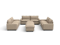Modular Cero Reclining Sectionals | 8-Piece Khaki Linen Open Space Sofa Sets 6-Seater with 2-Ottomans