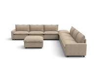 Modular Cero Modular Sectionals | 8-Piece Khaki Linen Open Space Sofa Sets 6-Seater with 2-Ottomans
